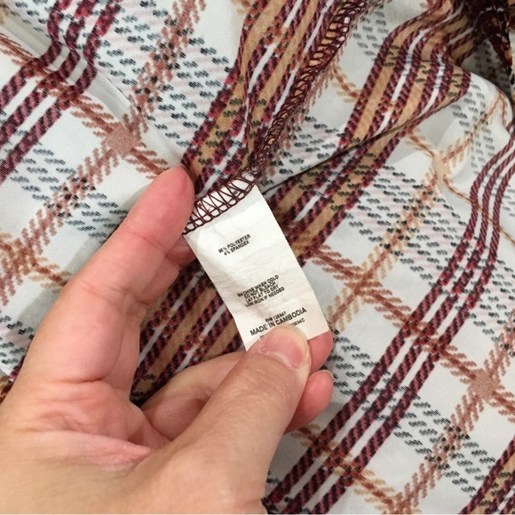 Cocomo Top Womens Plus 2X Jersey Top Brown Plaid Printed Stretch Popover - Picture 4 of 6